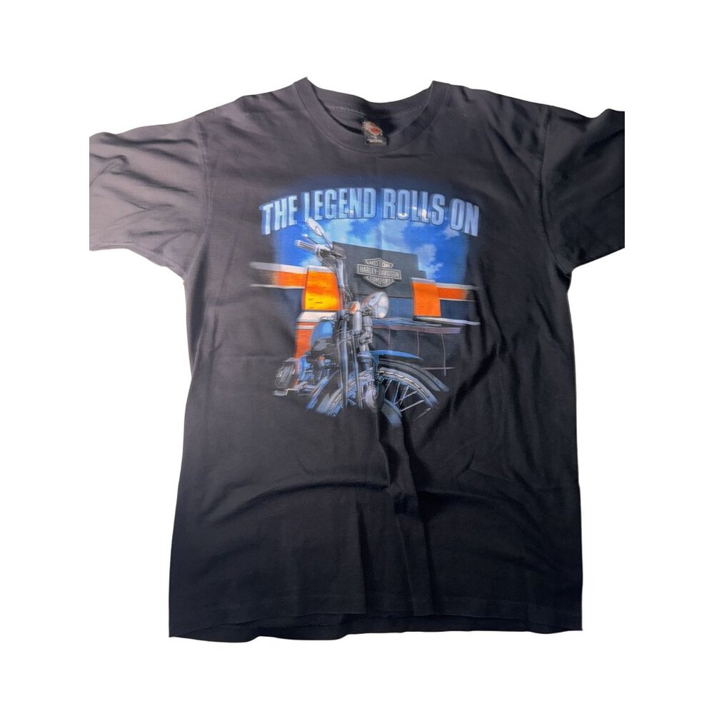 Harley Davidson "The Legend Rolls On" Graphic Engine Plant Tour T-Shirt XL Black